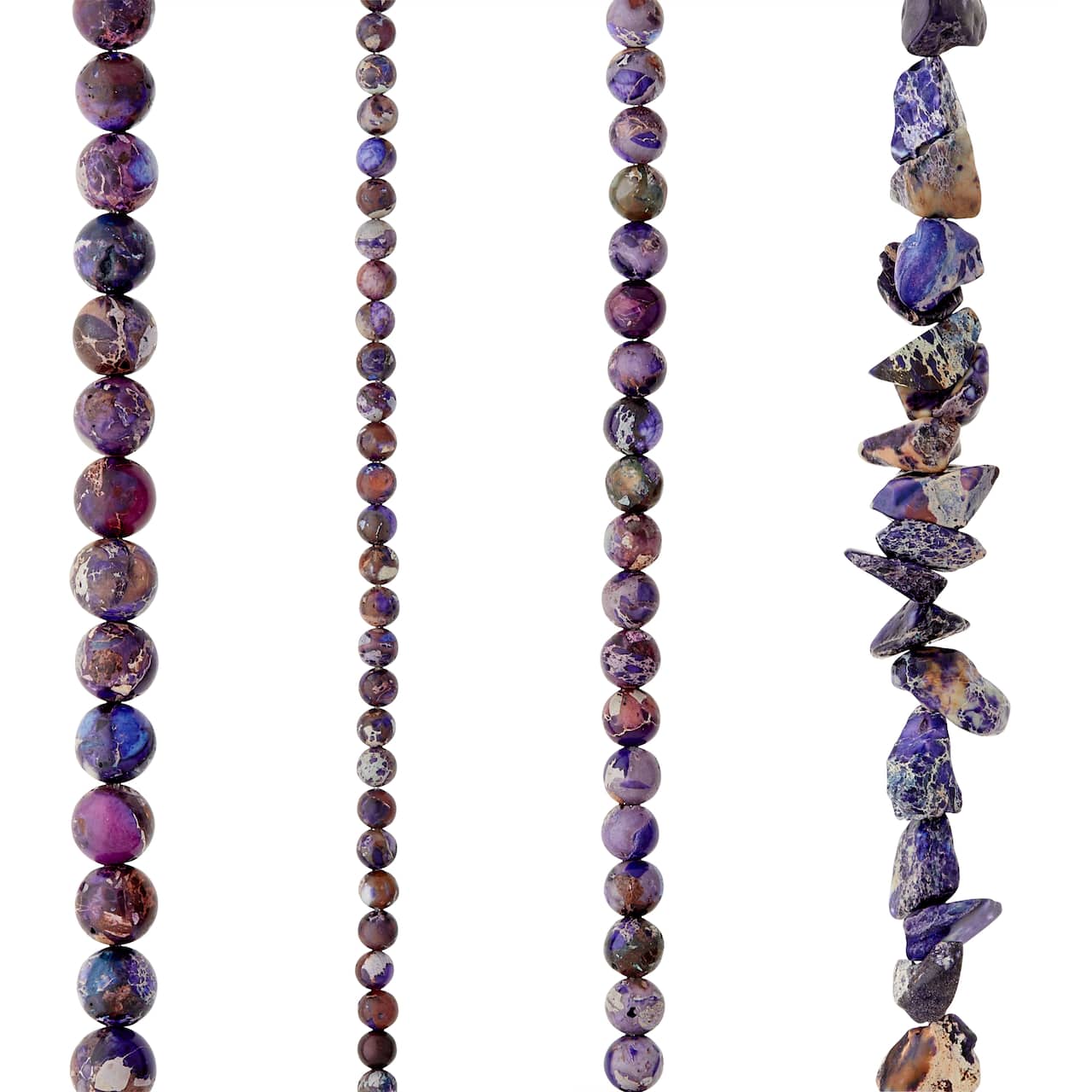 6 Pack: Dark Purple Jasper Semi-Precious Beads Value Pack by Bead Landing™